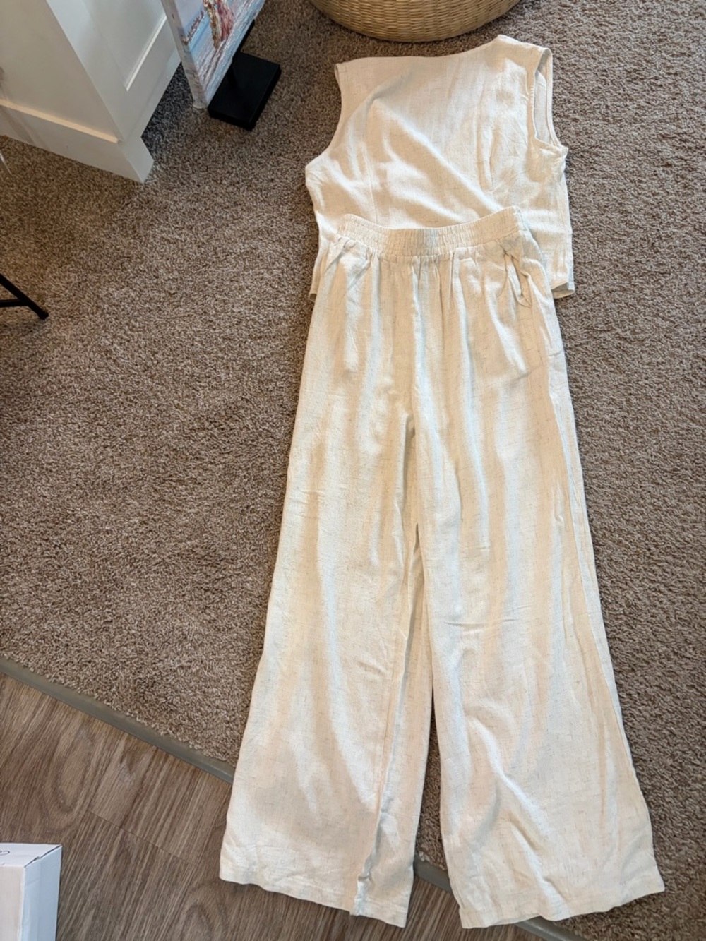 SHEIN - “NWOT” Cream Button-Front Vest with Matching Wide-Leg Pants - Picture 4 of 5